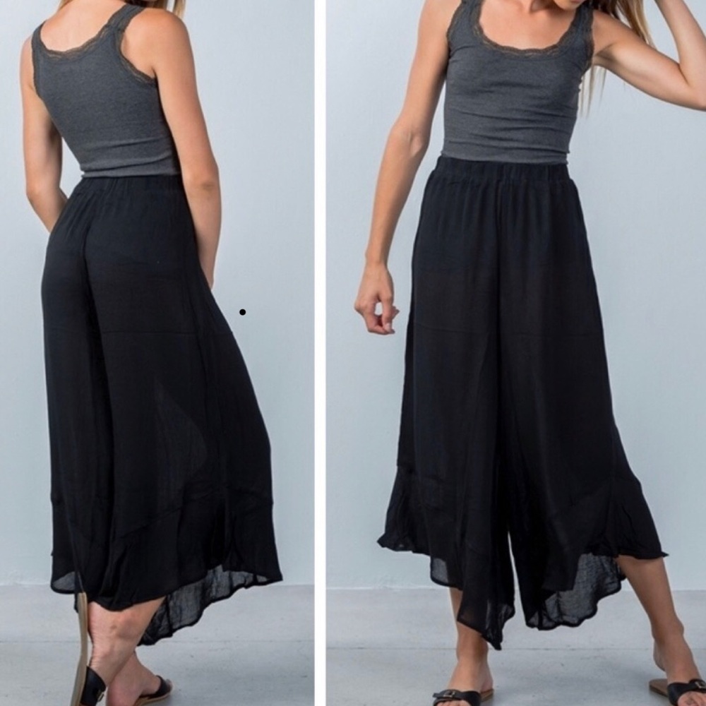 Black Wide Flowing Leg Pants